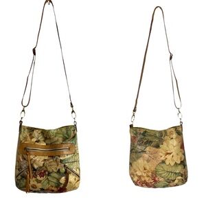 MaurizioTauiti Genuine Italian Painted Leather Floral Crossbody Bag